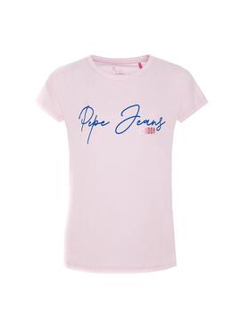 T-Shirt Pepe Jeans Nina Optic Rose pour Fille