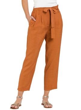 Pantalon Naf Naf Paperbag Orange Femme