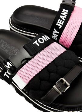 Sandales Tommy Jeans Braided Strap Noire Femme