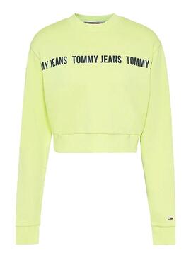 Sweat Tommy Jeans Cropped Vert pour Femme