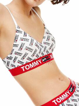 Bralette Tommy Jeans Lift Print Blanc pour Femme