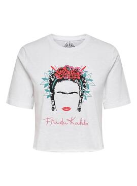 T-Shirt Only Frida Kahlo Life Blanc pour Femme