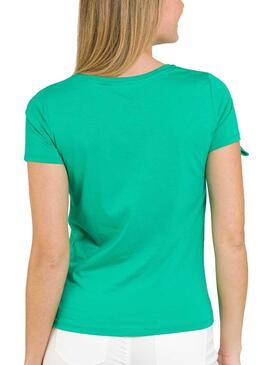 T-Shirt Naf Naf Embroidered Vert pour Femme