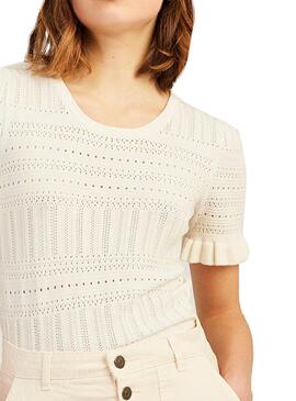 T-Shirt Naf Naf Knitted Blanc pour Femme