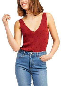 T-Shirt Naf Naf Mini Pompons Rouge pour Femme