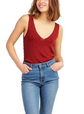 T-Shirt Naf Naf Mini Pompons Rouge pour Femme