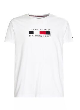 T-Shirt Tommy Hilfiger Logo Box Blanc Homme