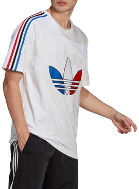 T-Shirt Adidas Adicolor Tricolore Blanc Homme