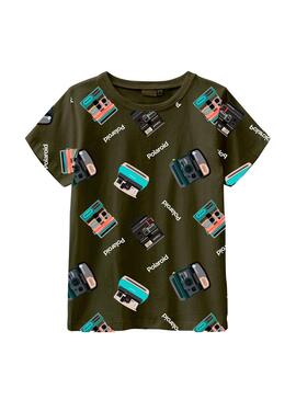 T-Shirt Name It Polaroid Vert pour Garçon
