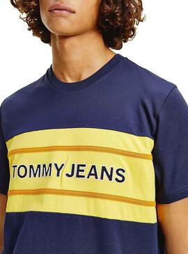 T-Shirt Tommy Jeans Stripe Colorblock Bleu marine