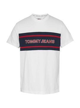 T-Shirt Tommy Jeans Stripe Colorblock Blanc