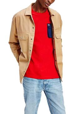 Surchemise Tommy Jeans Tonal Twill Beige Homme