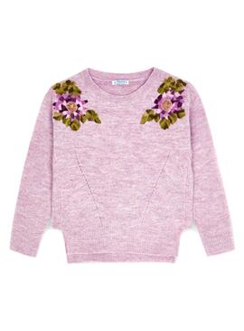 Pull Mayoral Intarsia Flores Lila pour Fille