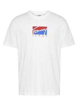 T-Shirt Tommy Jeans Block Graphic Blanc Homme