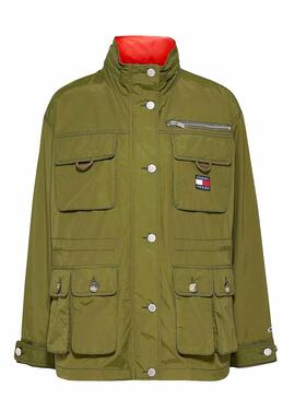 Veste Tommy Jeans Multipoches Vert pour Femme