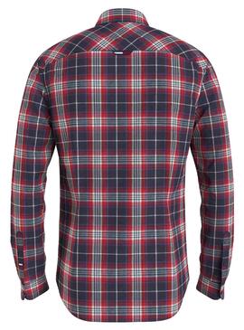 Chemise Tommy Jeans Stretch Check Rouge Homme