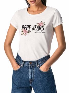 T-Shirt Pepe Jeans Patience Blanc pour Femme