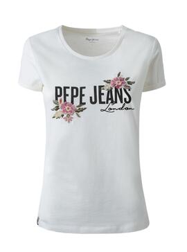 T-Shirt Pepe Jeans Patience Blanc pour Femme