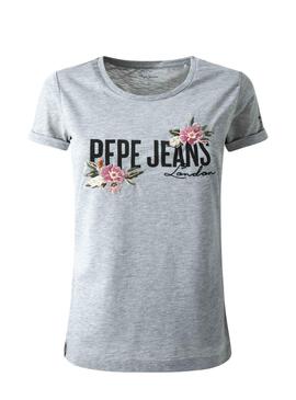 T-Shirt Pepe Jeans Patience Gris pour Femme