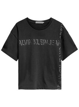 T-Shirt Calvin Klein Jeans Linear Logo Noire Fille