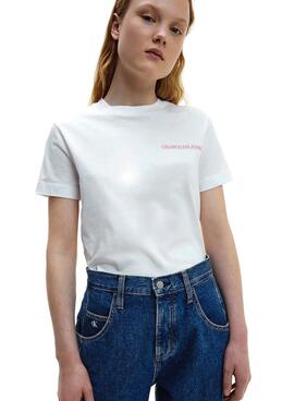 T-Shirt Calvin Klein Jeans Vertical Blanc Femme