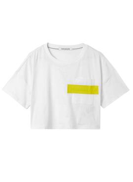 T-Shirt Calvin Klein Hero Logo Crop Blanc