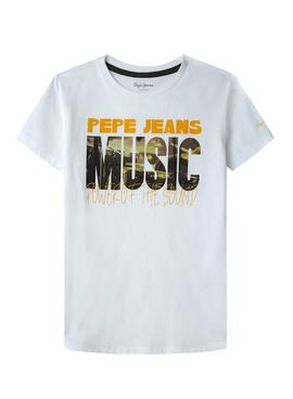 T-Shirt Pepe Jeans Axel Blanc pour Garçon