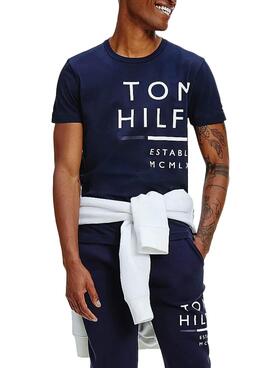 T-Shirt Tommy Hilfiger Wrap Bleu marine pour Homme