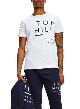 T-Shirt Tommy Hilfoger Wrap Blanc pour Homme