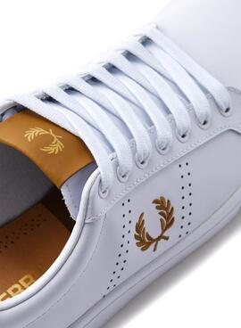 Baskets Fred Perry B721 Blanc et moutarde