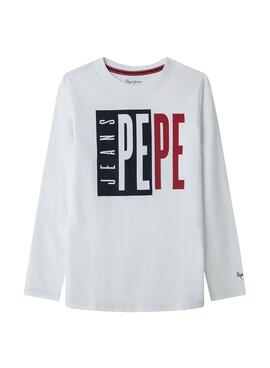 T-Shirt Pepe Jeans Aaron Blanc pour Garçon