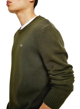 Pull Tommy Jeans Essential Vert pour Homme