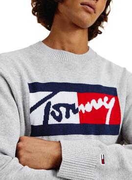 Pull Tommy Jeans Branded Sweater Gris Homme