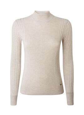 Pull Pepe Jeans Amalia Canale Beige pour Femme
