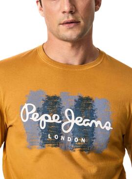 T-Shirt Pepe Jeans Sebastian Moutarde pour Homme