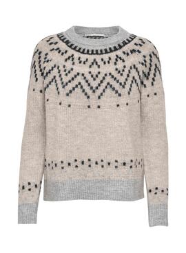 Pull Only Greta Print Beige pour Femme