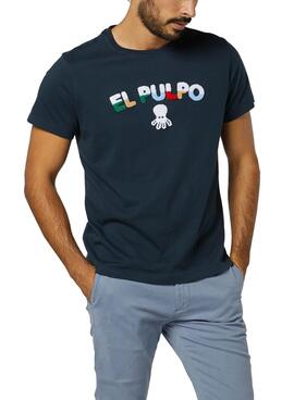 T-Shirt El Pulpo Serviette Letras Cinquante Bleu Marine Homme
