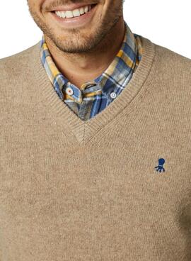 Pull El Pulpo Lambswool Beige Col V Homme