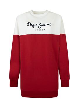 Robe Pepe Jeans Blanche Rouge pour Femme