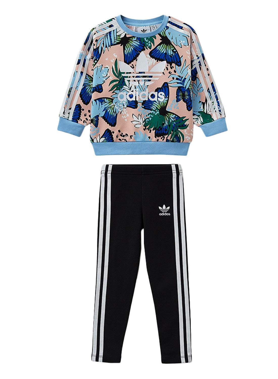 Set Survetement Adidas Crew Imprime Fleur Fille