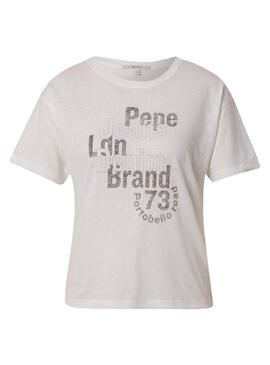 T-Shirt Pepe Jeans Amaya Blanc pour Femme