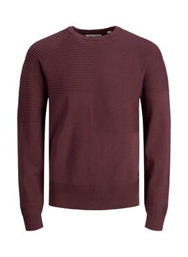Pull Jack And Jones Oseth Tricot Crew Cou Grenat