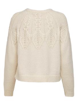 Pull Only Soyez Knitted Beige Pour Femme