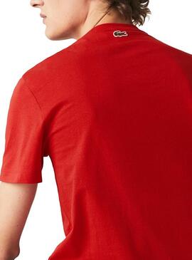 T-Shirt Lacoste Sport Logo Rouge pour Homme