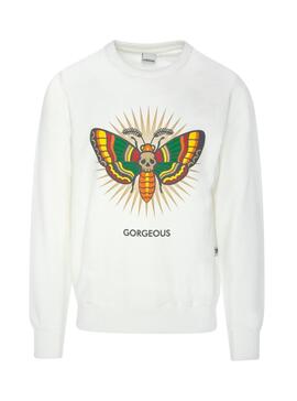 Sweat Gorgeous Butterfly Blanc Homme