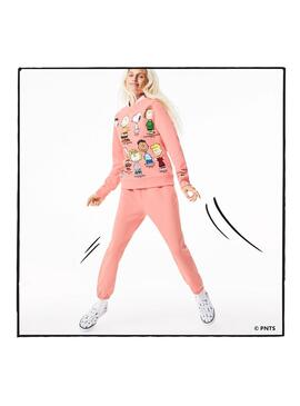 Sweat Lacoste Elfe Cacahuètes Rosa Snoopy Femme