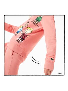 Sweat Lacoste Elfe Cacahuètes Rosa Snoopy Femme