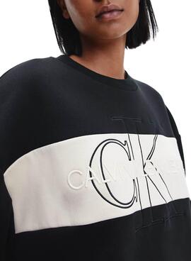Sweat Calvin Klein Blocking Noire pour Femme