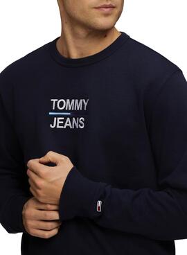 Sweat Tommy Jeans Essential Crew Bleu Marine Homme
