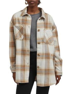 Surchemise Vila Kimmi Check Cadres Beige Femme